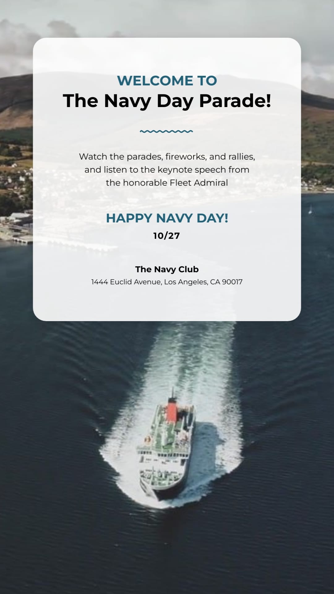Animated Navy Day Event Greeting Card Vertical Template