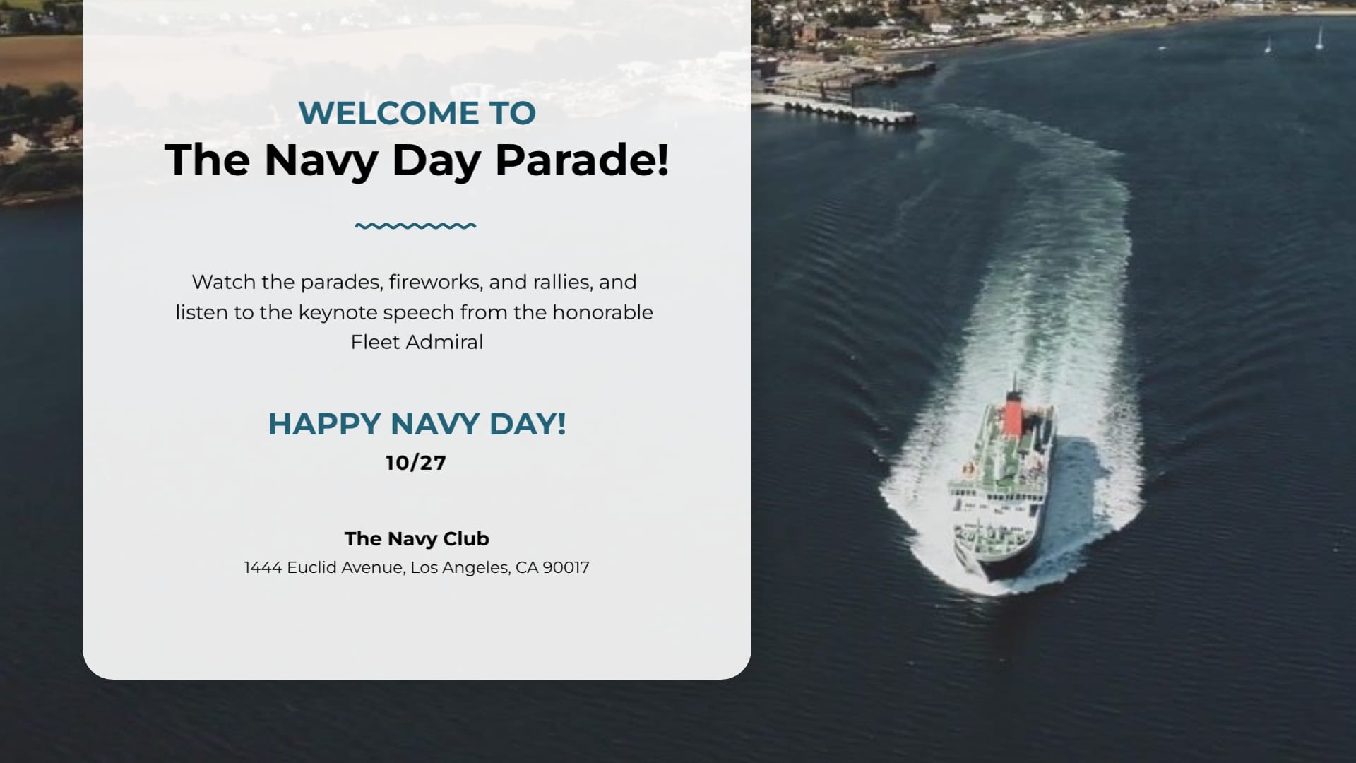 Animated Navy Day Event Greeting Card Template