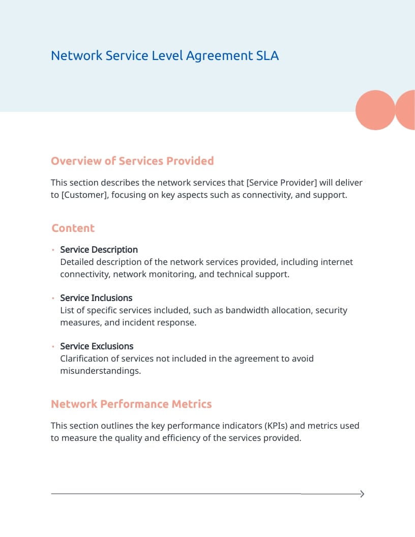 Network Service Level Agreement SLA Template - Slide 2 Network Service Level Agreement SLA Template - Slide 2