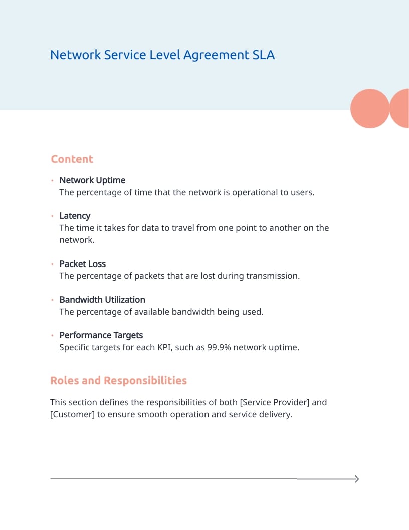 Network Service Level Agreement SLA Template - Slide 3 Network Service Level Agreement SLA Template - Slide 3