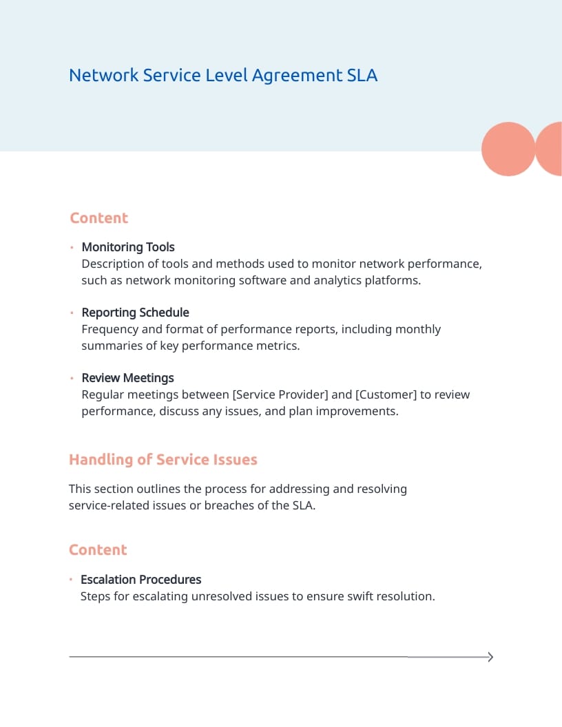 Network Service Level Agreement SLA Template - Slide 5 Network Service Level Agreement SLA Template - Slide 5