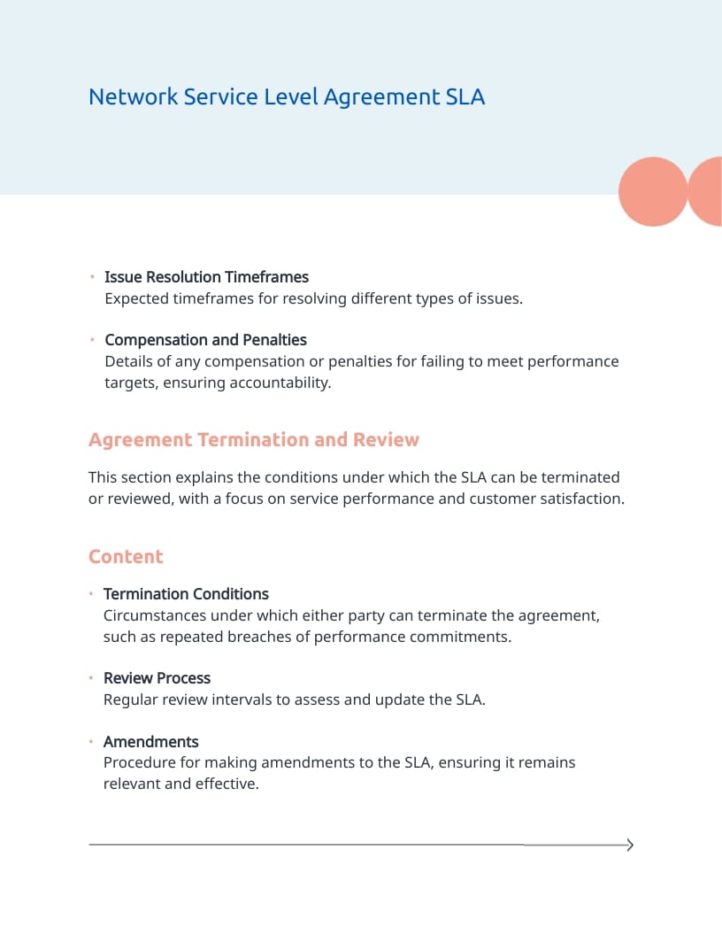 Network Service Level Agreement SLA Template - Slide 6 Network Service Level Agreement SLA Template - Slide 6