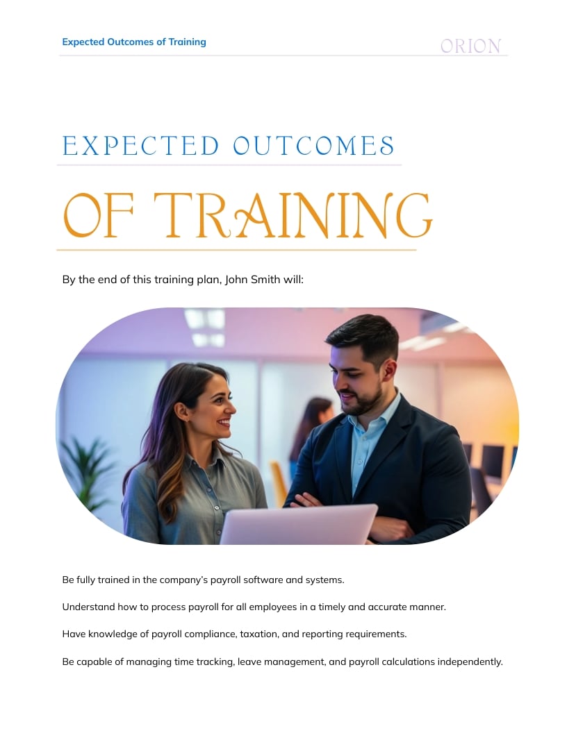 New Hire Payroll Analyst Training Plan Template | Visme