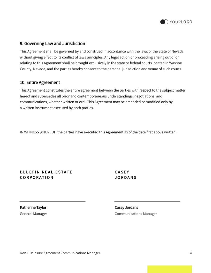 Non-Disclosure Agreement Communications Manager Template - Slide 5 Non-Disclosure Agreement Communications Manager Template - Slide 5