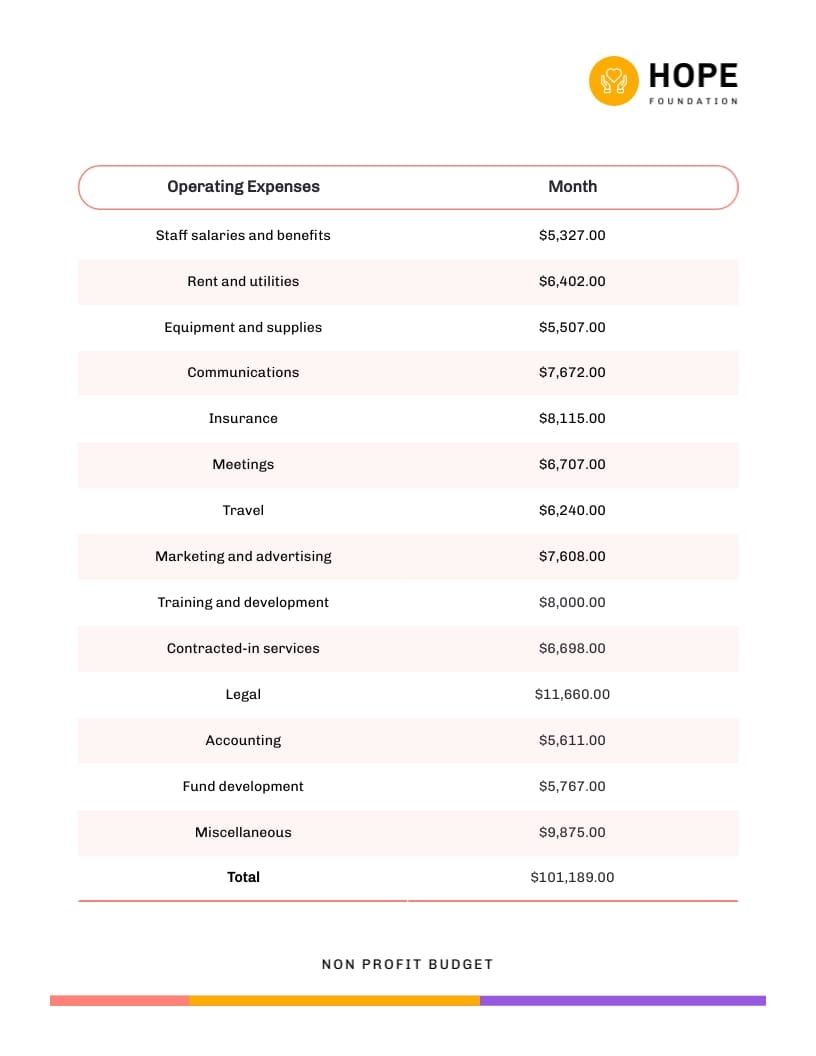 Non profit Budget Template - Slide 2 Non profit Budget Template - Slide 2