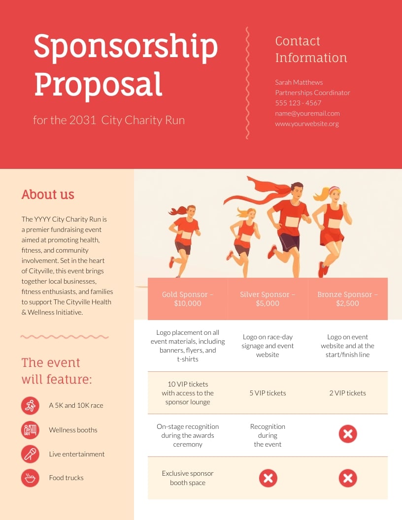 One Page Sponsorship Proposal Template