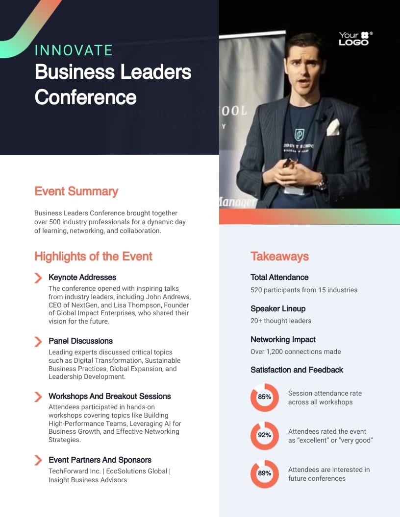 One Pager Event Summary Template