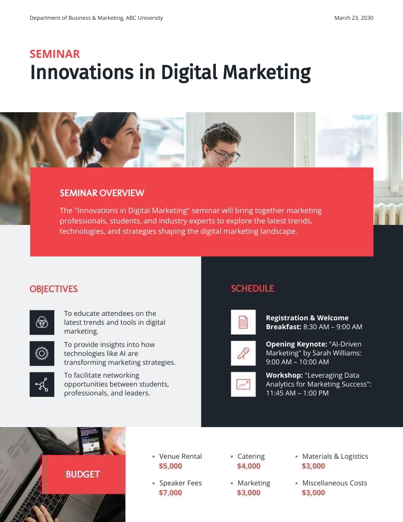 One Pager Proposal Example Template