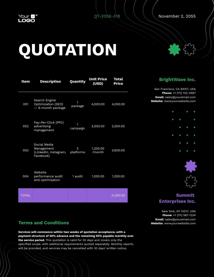 Online Business Quotation Template Online Business Quotation Template