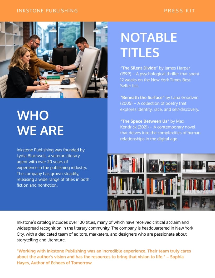 Online Press Kit Template - Slide 2 Online Press Kit Template - Slide 2