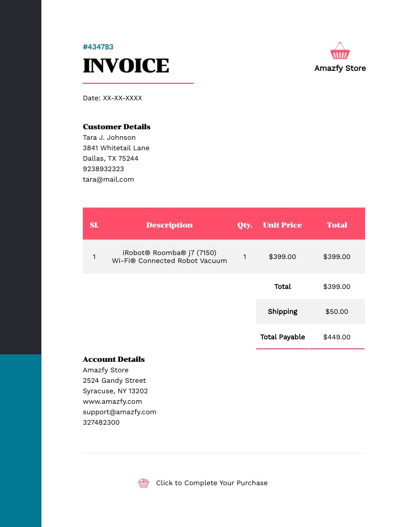 Online Store Invoice Template