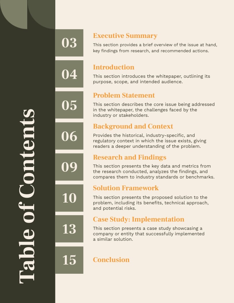 Online Table of Contents Template