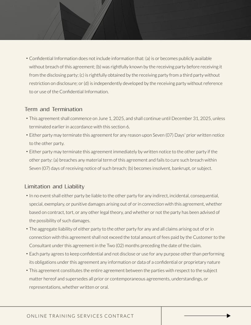 Online Training Services Contract Template - Slide 3 Online Training Services Contract Template - Slide 3