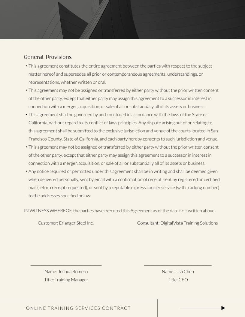 Online Training Services Contract Template - Slide 4 Online Training Services Contract Template - Slide 4