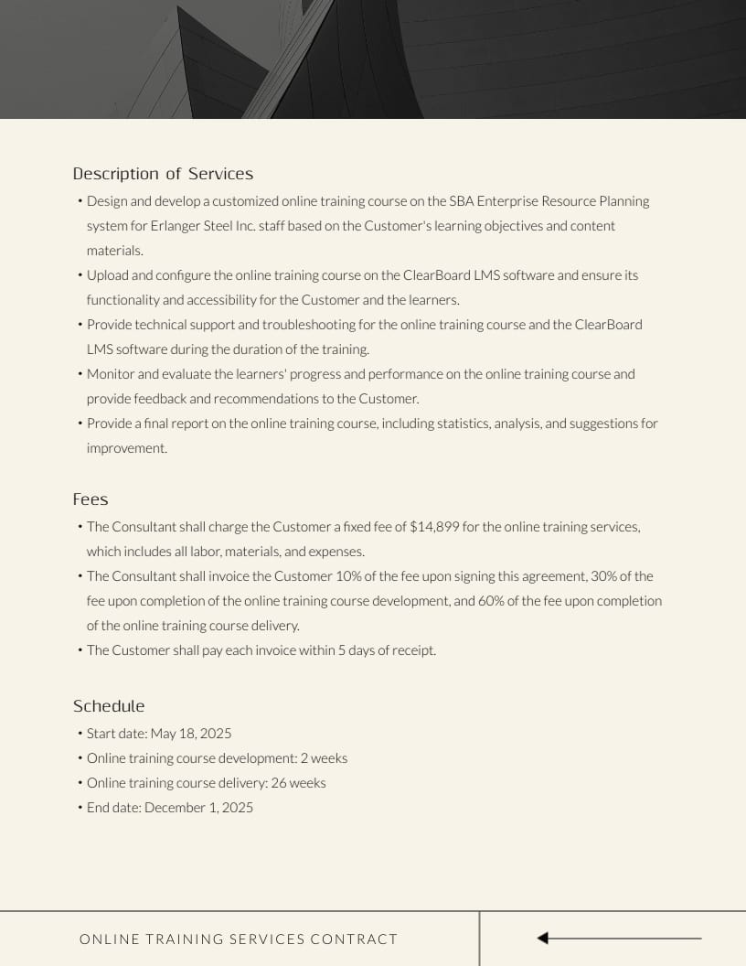 Online Training Services Contract Template - Slide 5 Online Training Services Contract Template - Slide 5