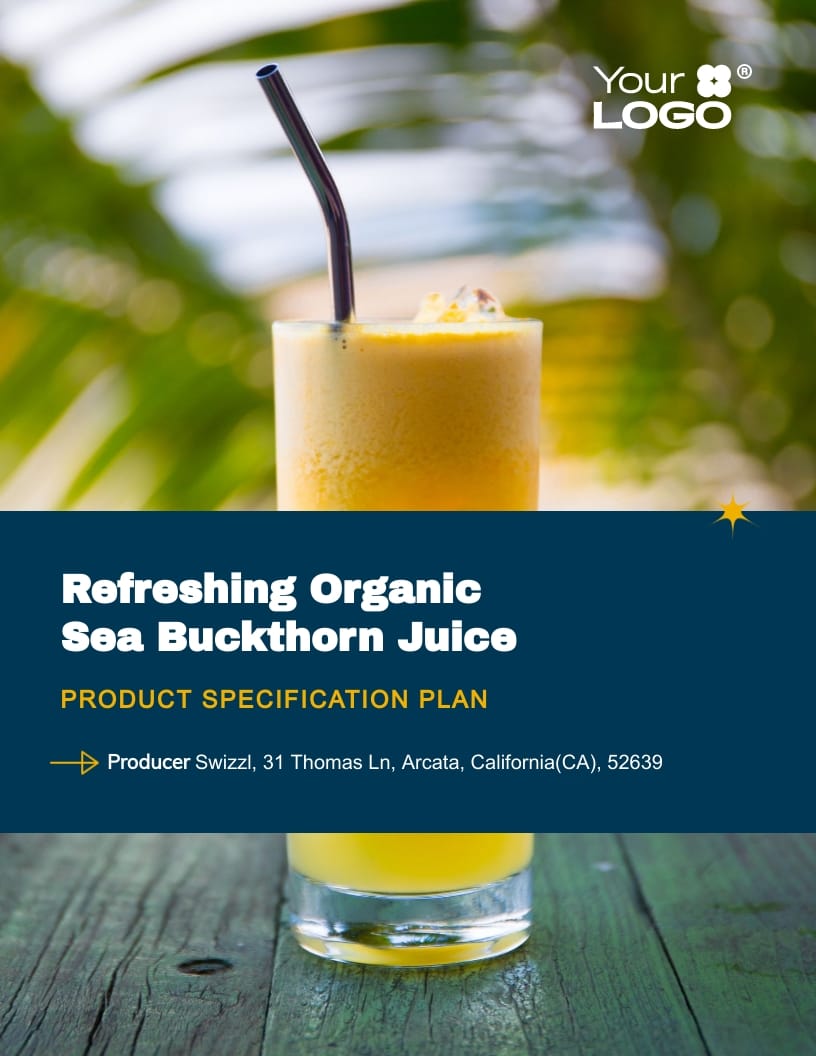 Organic Juice Product Specification Plan Template Organic Juice Product Specification Plan Template