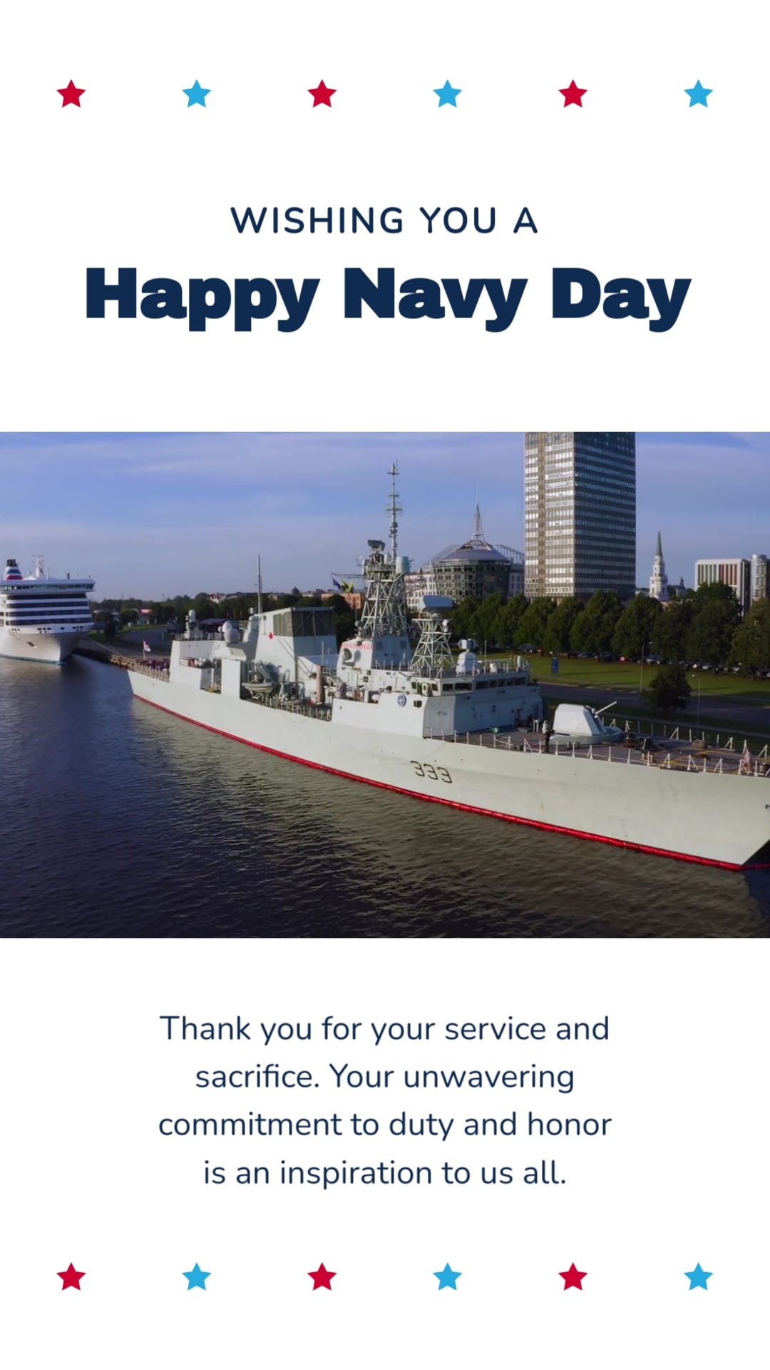 PR Navy Day Greeting Card Vertical Template