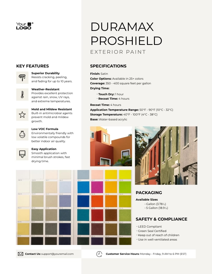 Paint Spec Sheet Template