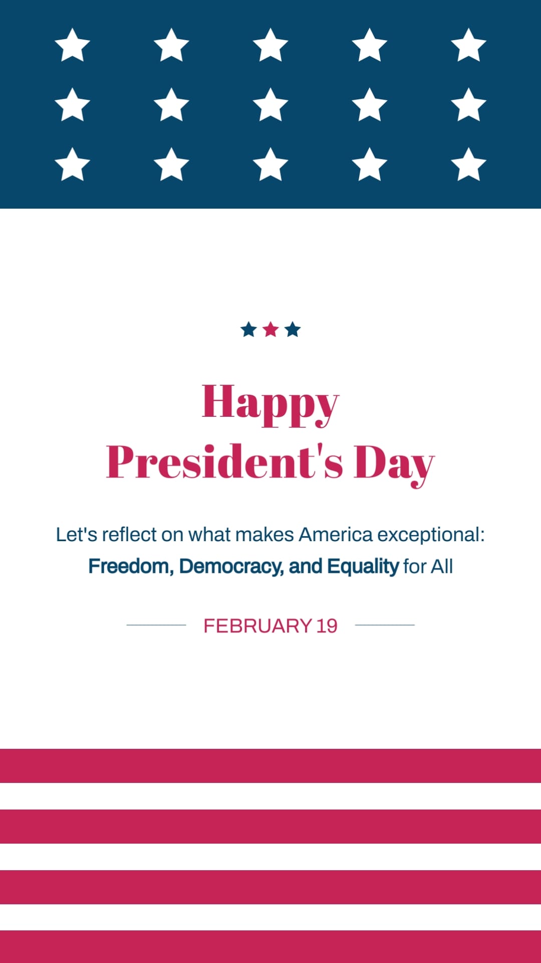 Patriotic Presidents Day Greeting Card Vertical Template