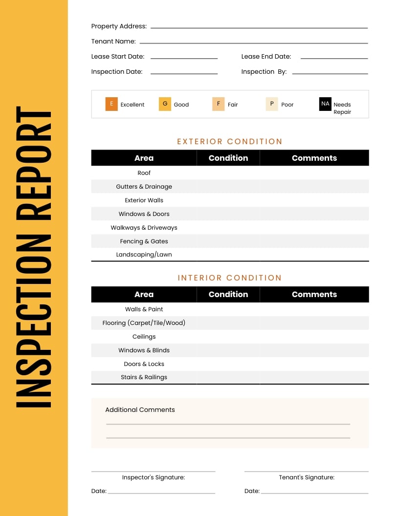 Periodic Inspection Report For Rental Property Template