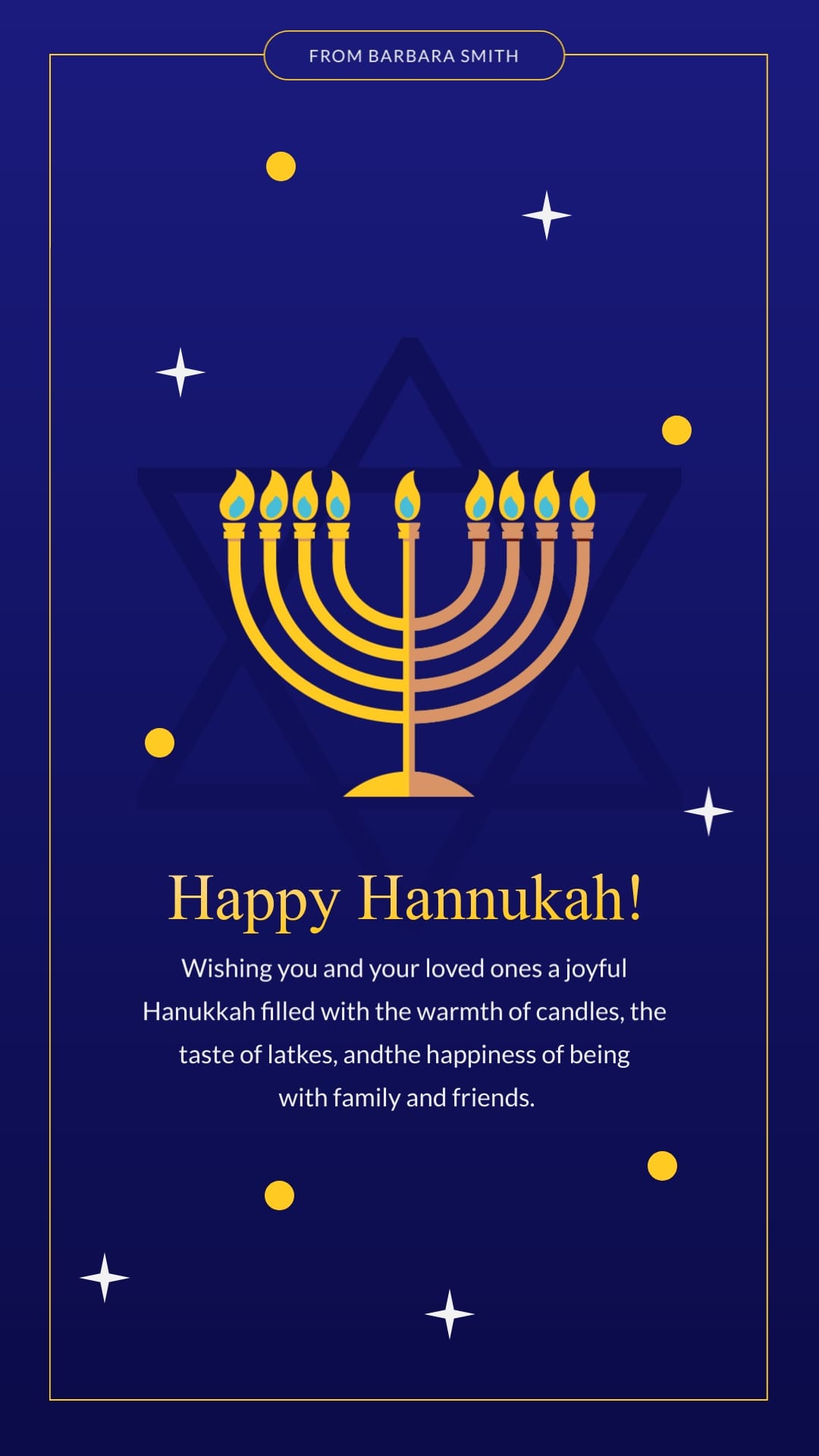 Animated Personal Hanukkah Greeting Card Vertical Template