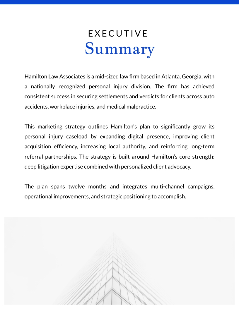 Personal Injury Law Firm Marketing Plan Template - Slide 3 Personal Injury Law Firm Marketing Plan Template - Slide 3