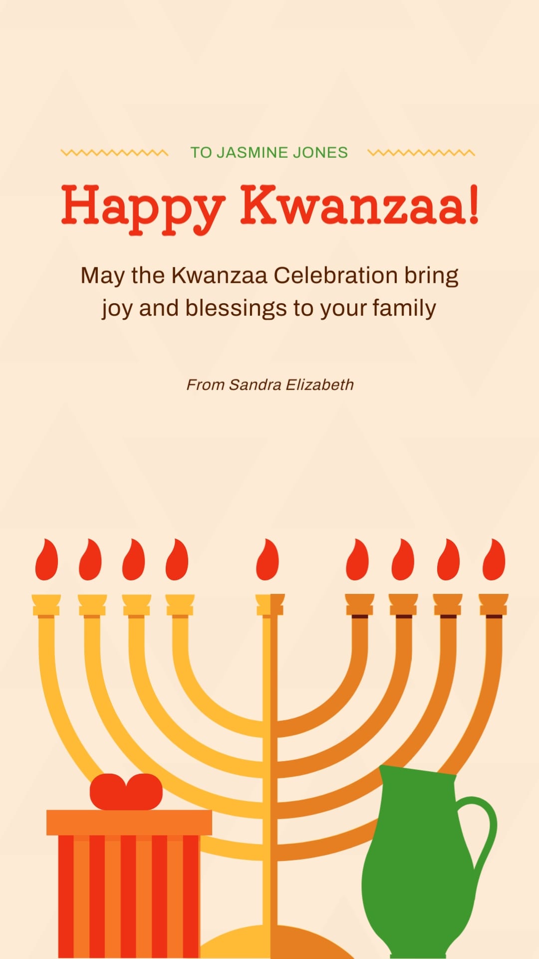 Personal Kwanzaa Greeting Card Vertical Template
