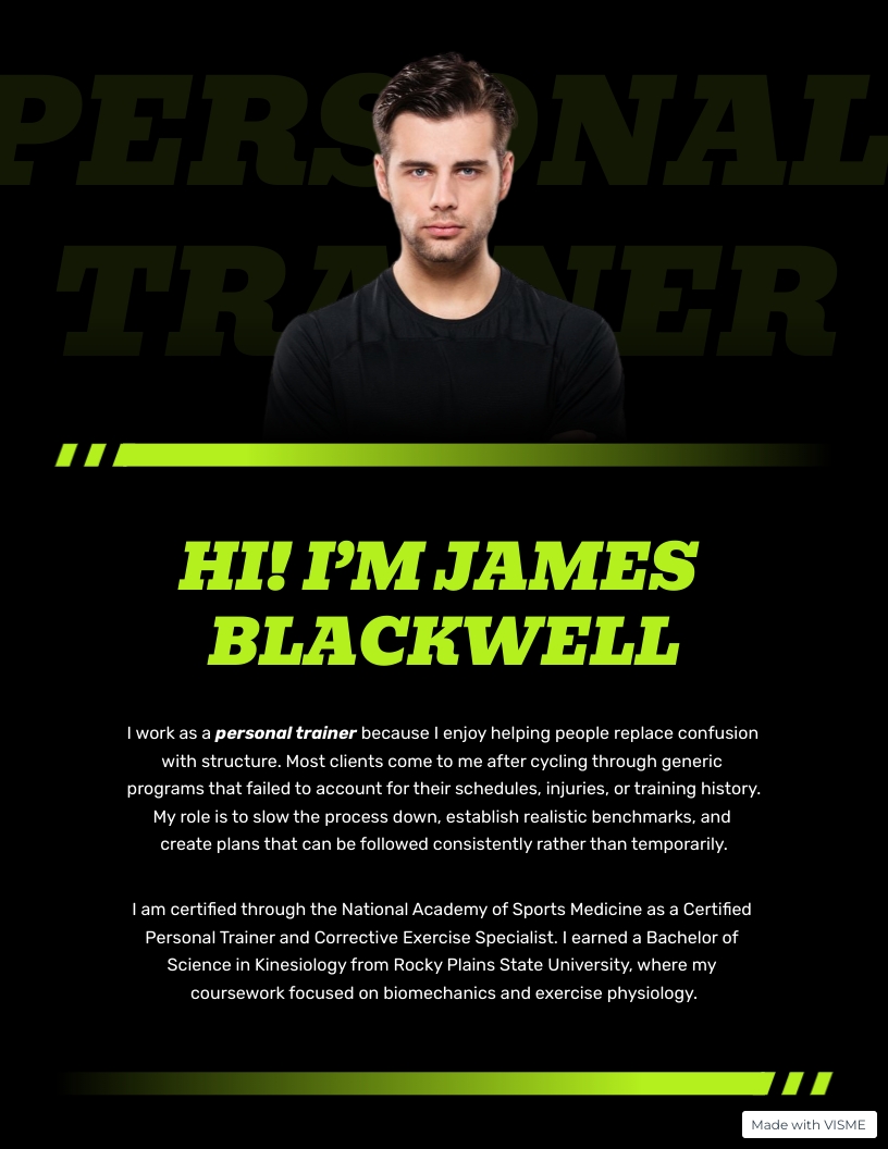 Personal Trainer Bio Template