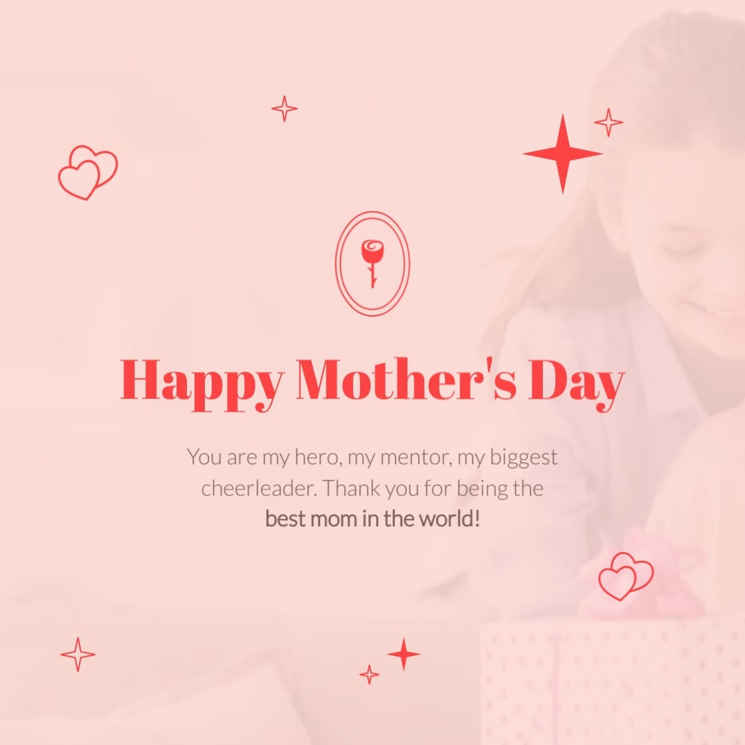 Pink Mothers Day Greeting Card Square Template