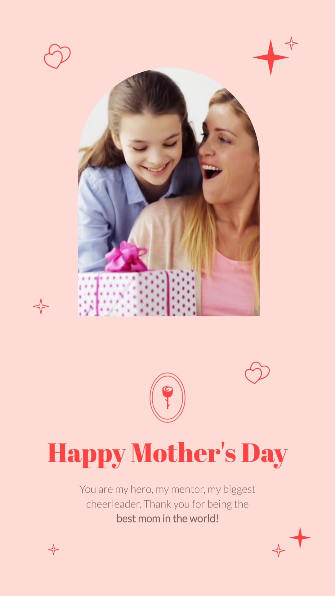 Pink Mothers Day Greeting Card Vertical Template