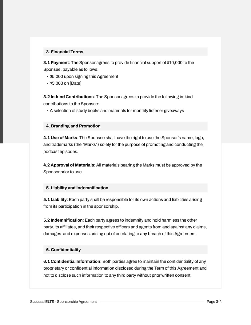 Podcast Sponsorship Contract Template Visme