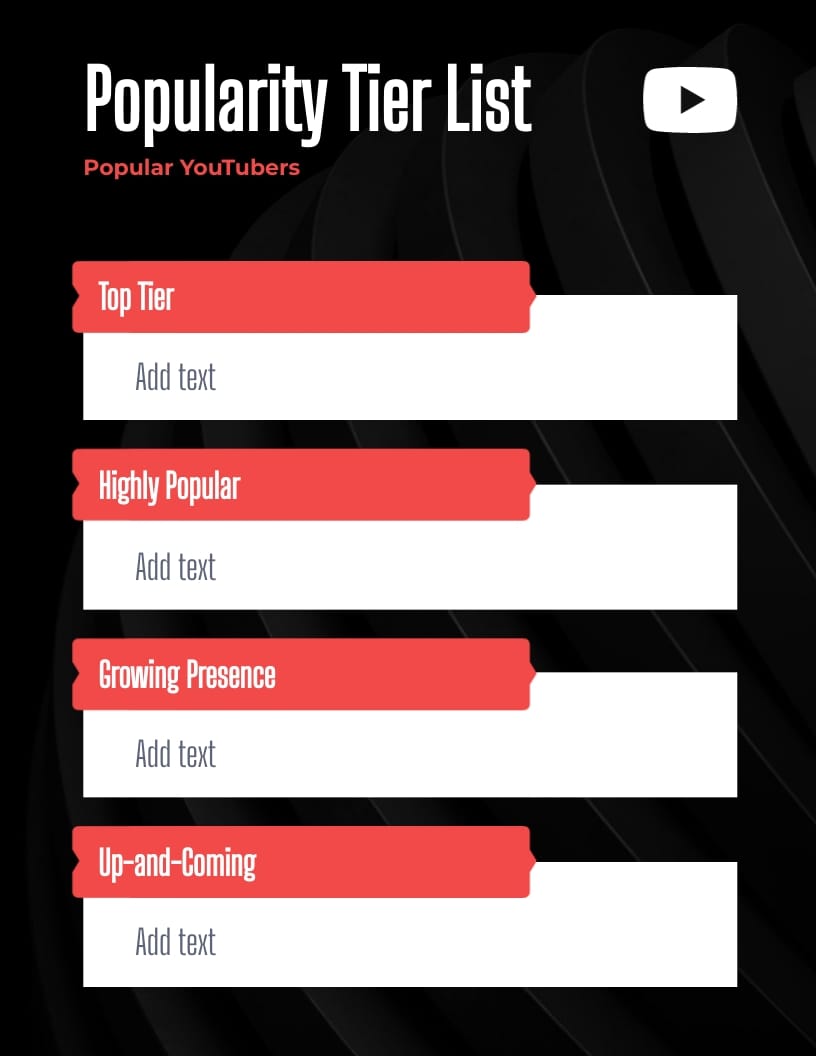 Popularity Tier List Template Popularity Tier List Template