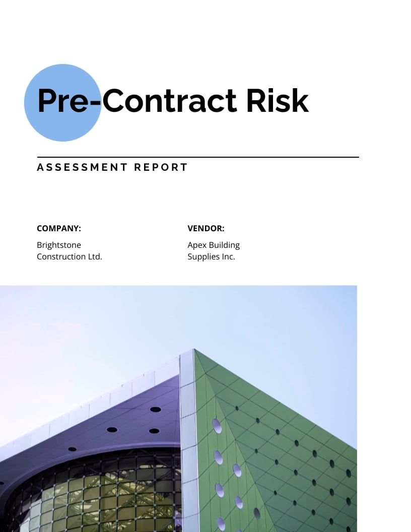 Pre Contract Risk Assessment Report Template