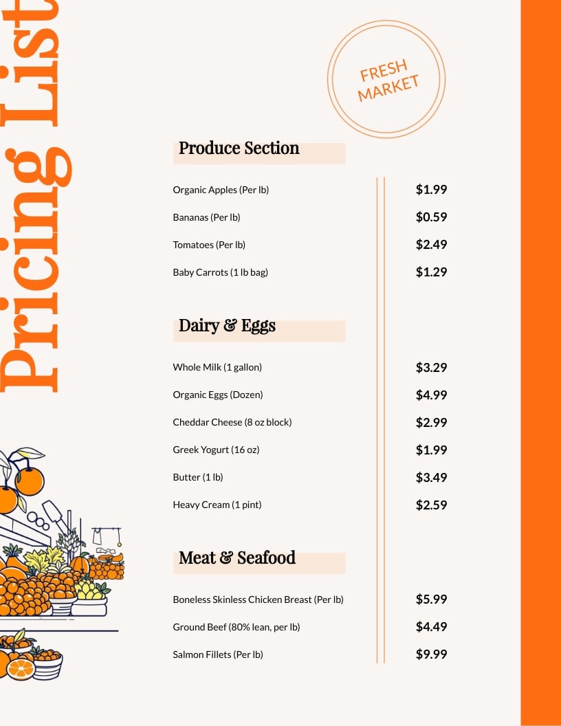 Pricing List Template