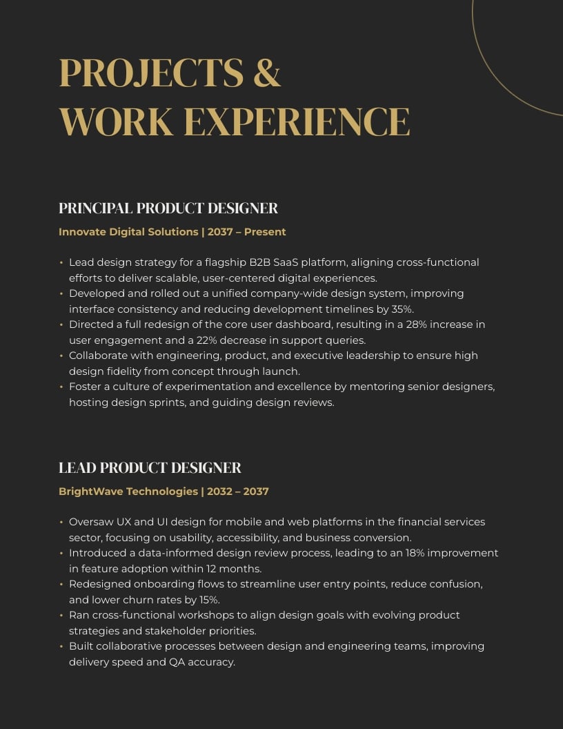 Principal Product Designer Portfolio Template - Slide 5 Principal Product Designer Portfolio Template - Slide 5