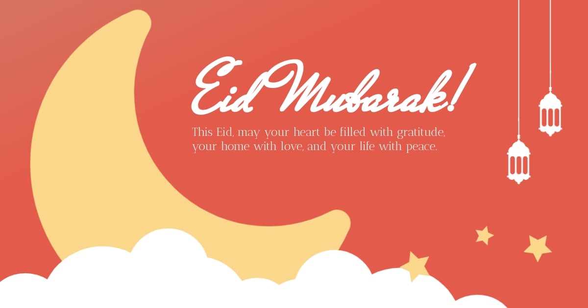 Printable Eid Mubarak Card Facebook Post