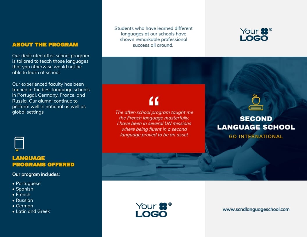 Private Language School Brochure Template