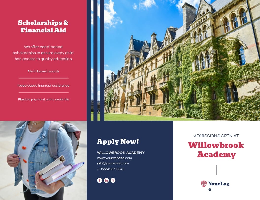 Private School Admission Trifold Brochure Template