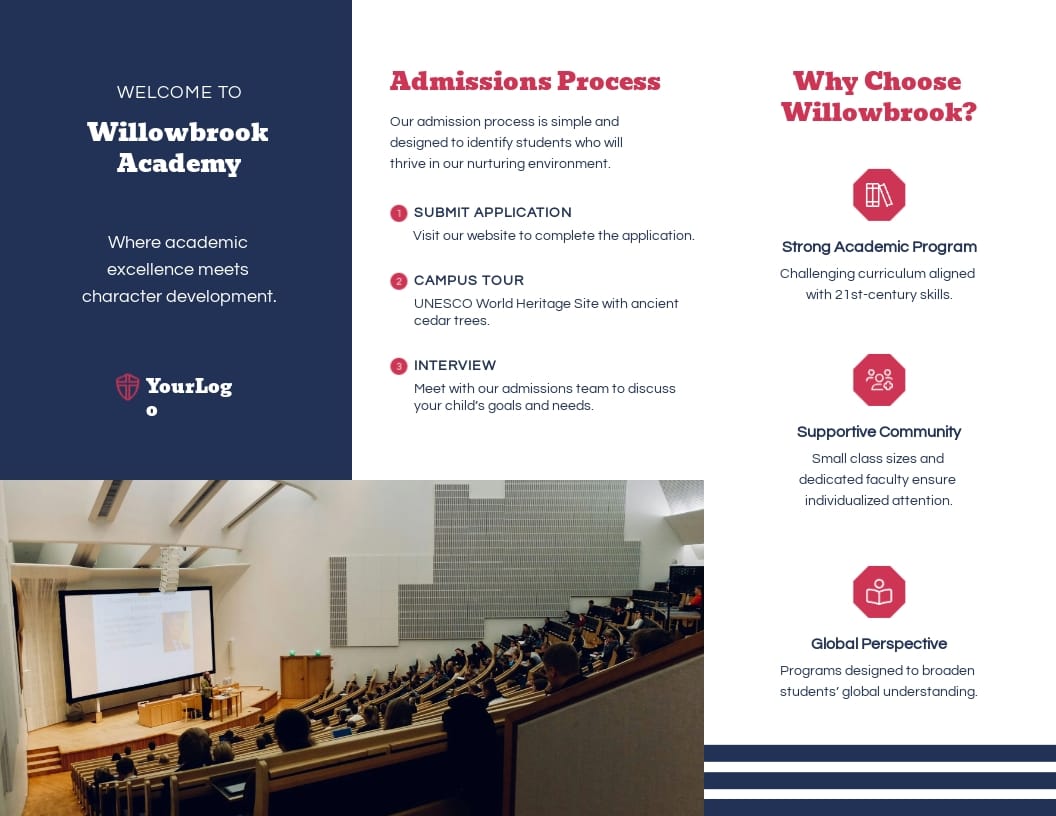 Private School Admission Trifold Brochure Template - Slide 2 Private School Admission Trifold Brochure Template - Slide 2