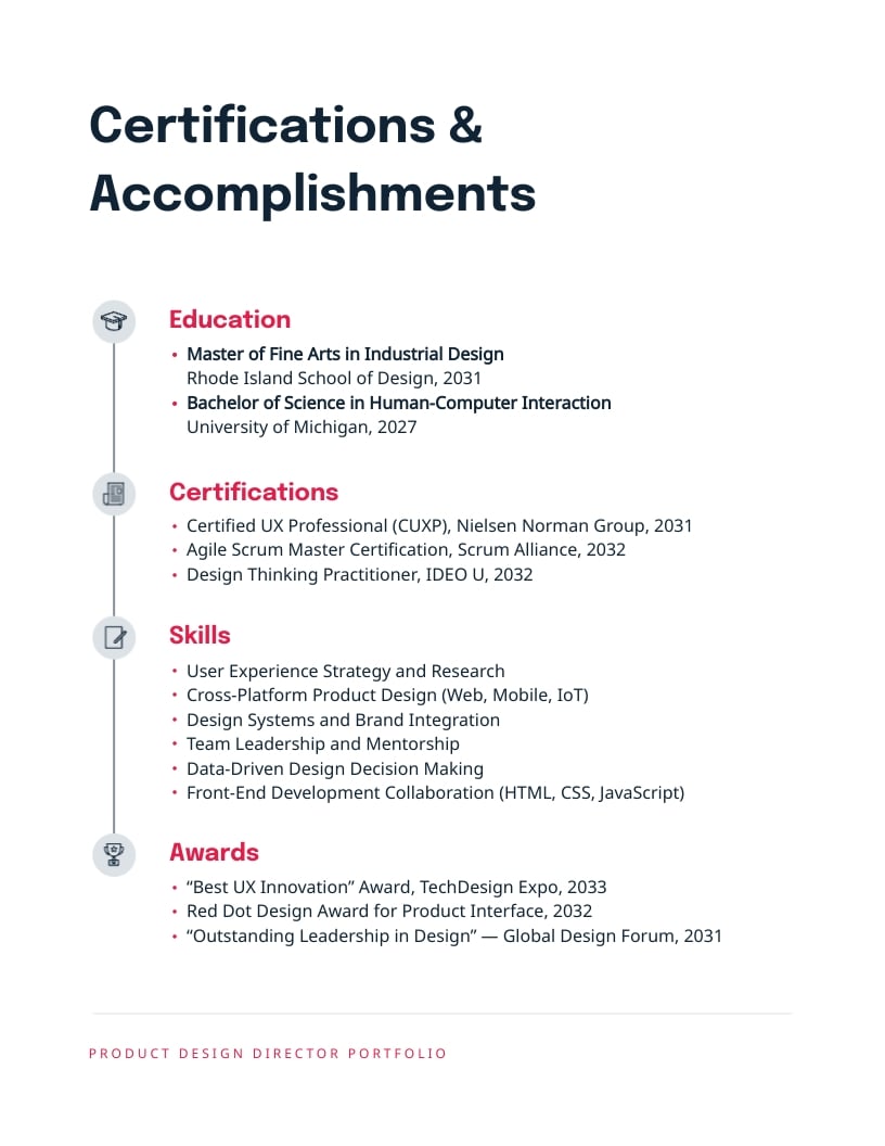 Product Design Director Portfolio Template - Slide 4 Product Design Director Portfolio Template - Slide 4