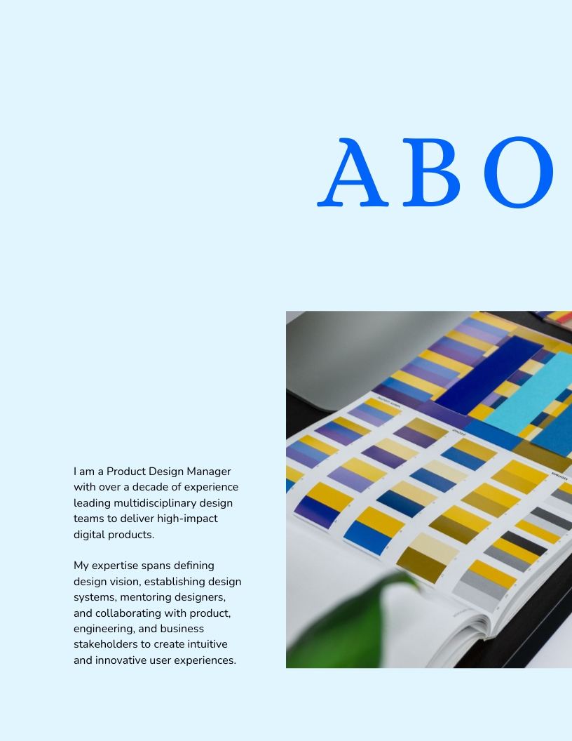 Product Design Leadership Portfolio Template - Slide 2 Product Design Leadership Portfolio Template - Slide 2