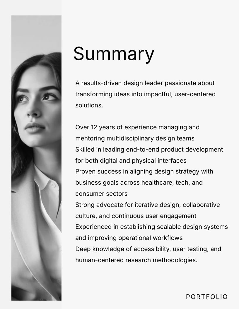 Product Design Manager Portfolio Template - Slide 3 Product Design Manager Portfolio Template - Slide 3