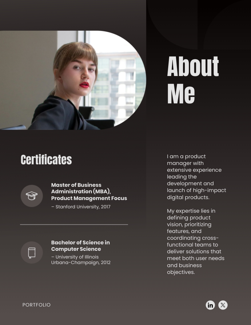 Product Manager Expertise Portfolio Template - Slide 2 Product Manager Expertise Portfolio Template - Slide 2