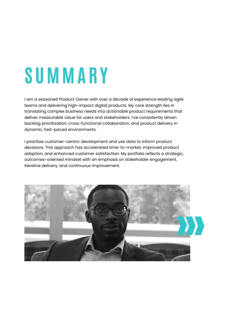 Product Owner Portfolio Template - Slide 3 Product Owner Portfolio Template - Slide 3