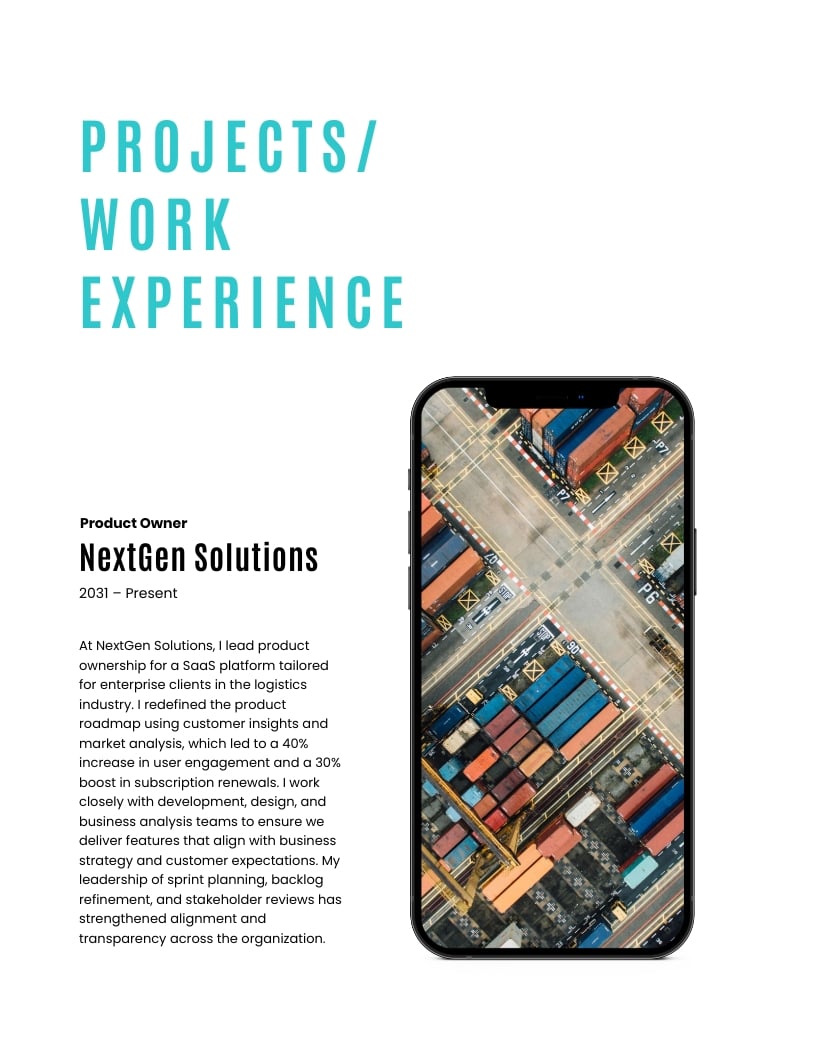 Product Owner Portfolio Template - Slide 6 Product Owner Portfolio Template - Slide 6