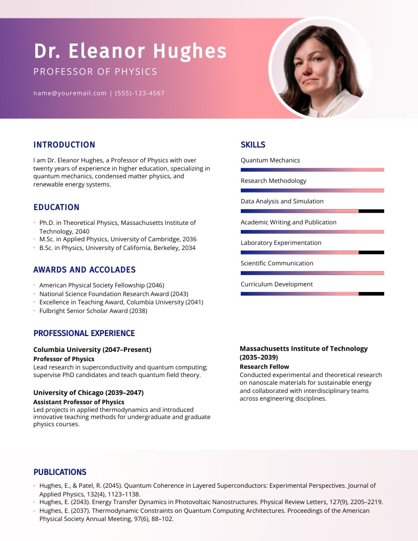 Professional Biography Template