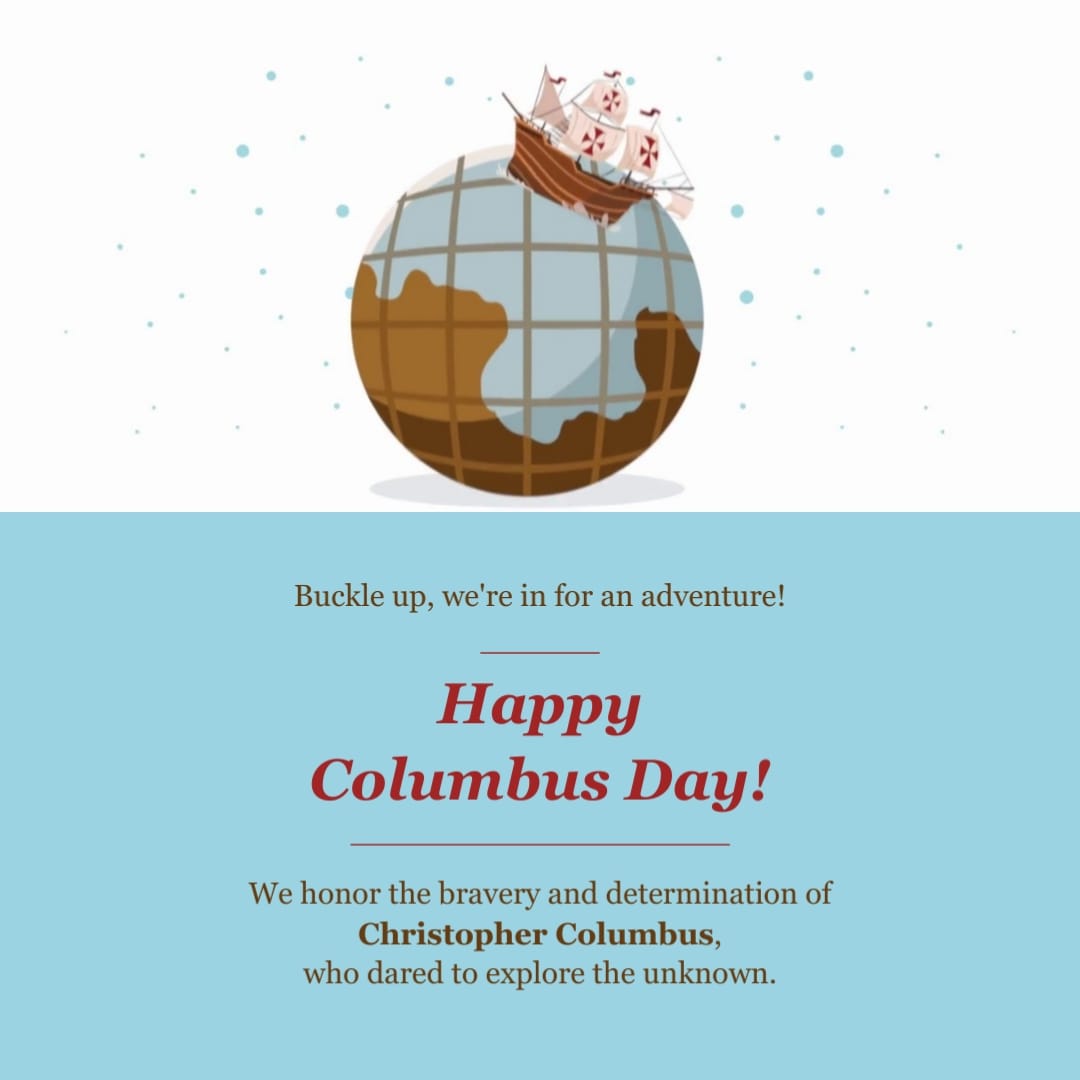 Professional Columbus Day Greeting Card Square Template