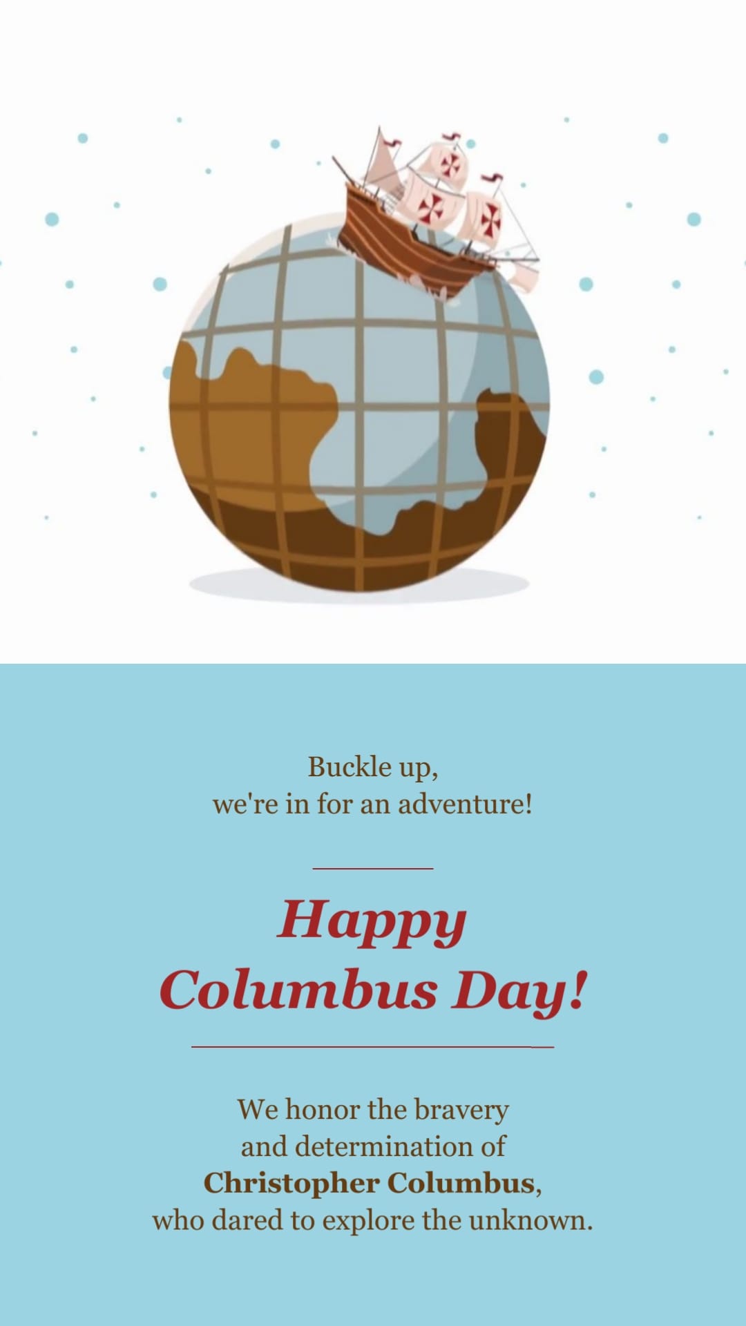 Professional Columbus Day Greeting Card Vertical Template