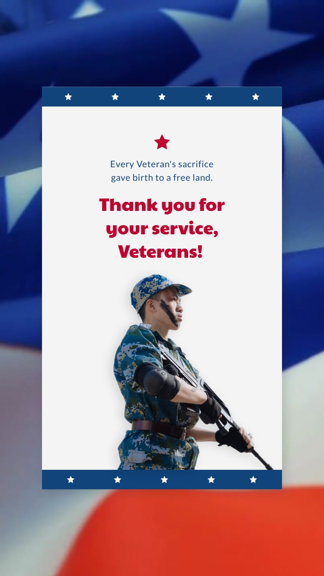 Professional Design Veterans Day Greeting Card Vertical Template