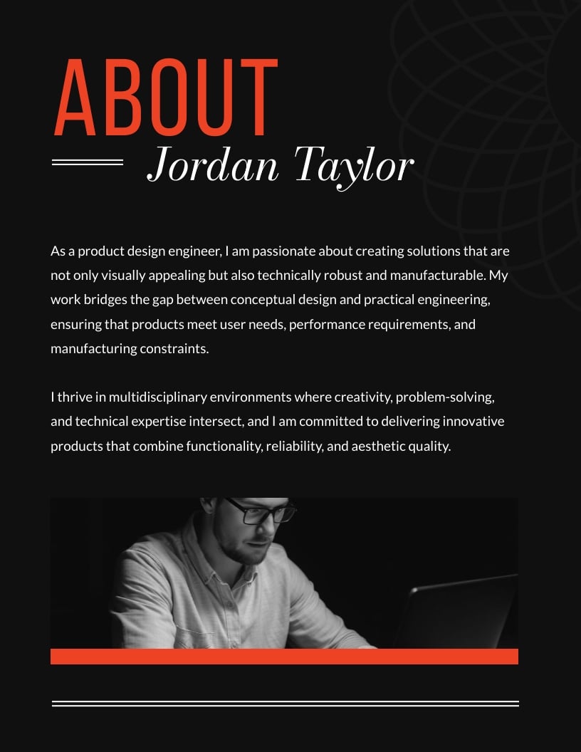 Professional Product Design Engineer Portfolio Template - Slide 2 Professional Product Design Engineer Portfolio Template - Slide 2